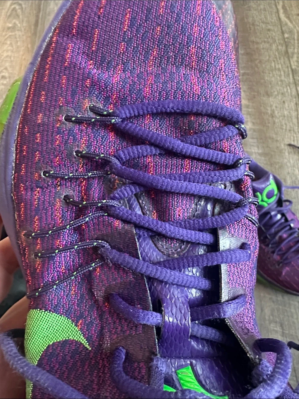 Nike Women’s Purple Knit Athletic Sneakers with Green Accents